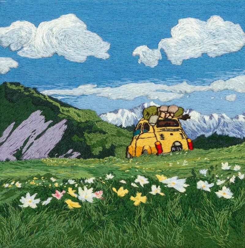 broderie d'un plan de Miyazaki par Clarisse VONGPHRACHANH 